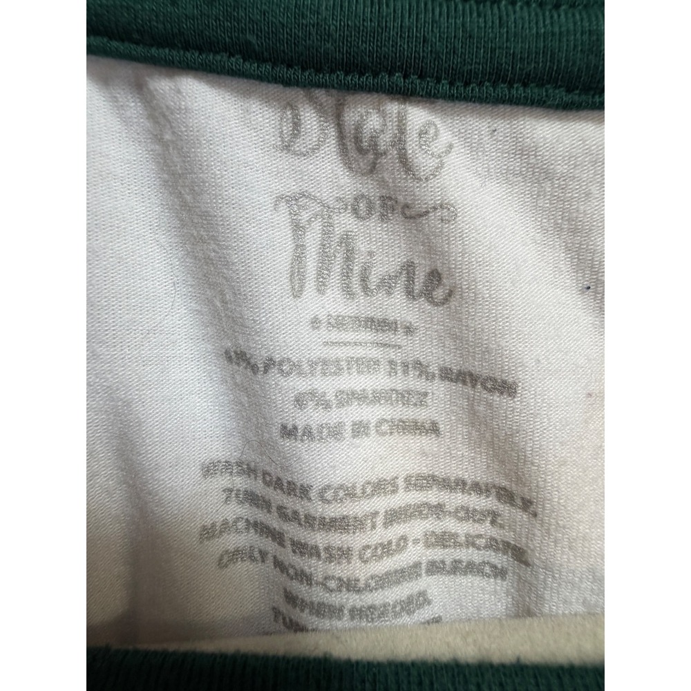 Life of Mine Womens Joyful Graphic Baseball Tee Green White 3/4 Sleeve Medium - Picture 2 of 6